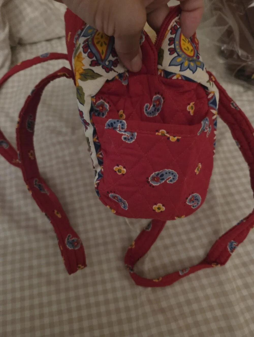 Red Quilted Floral Paisley Hobo Shoulder Bag